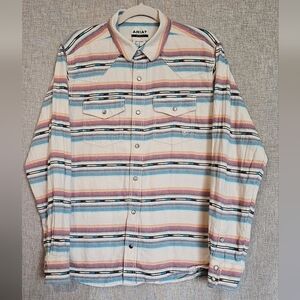 Ariat Men's Striped Button-Down Shirt in Cream, Blue & Pink